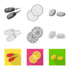 Vector illustration of food  and raw  logo. Set of food  and nature   vector icon for stock.