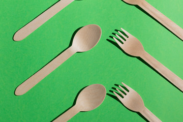 handmade forks and spoons. top view photo, handicrafts . art concept