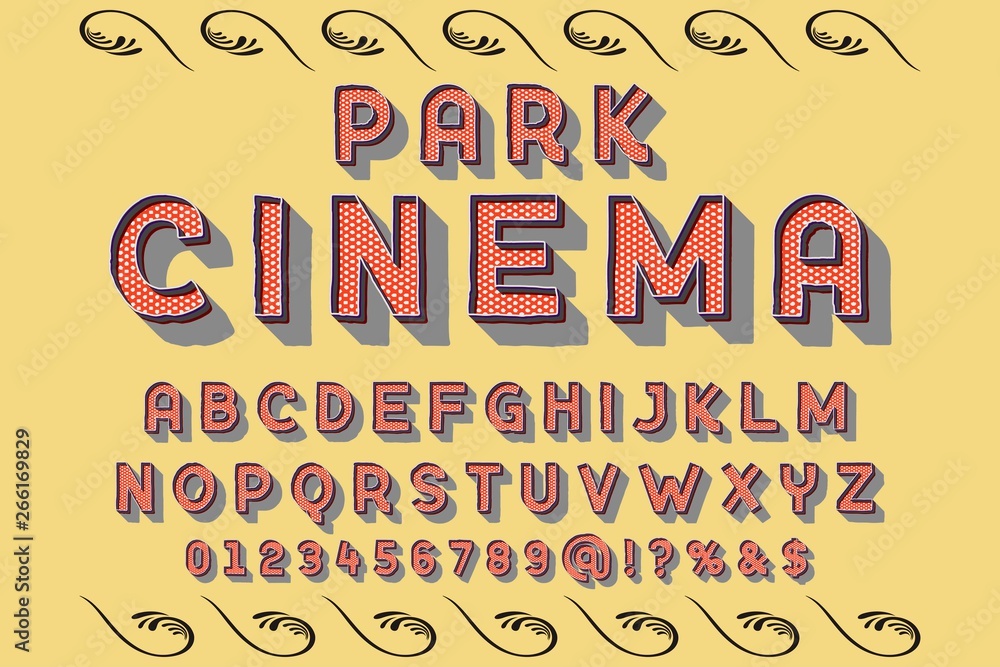 Fototapete 3d font alphabet script typeface handcrafted handwritten vector label design