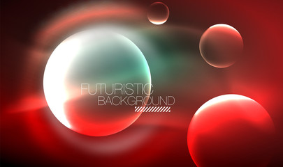 Vector glowing neon circles abstract background
