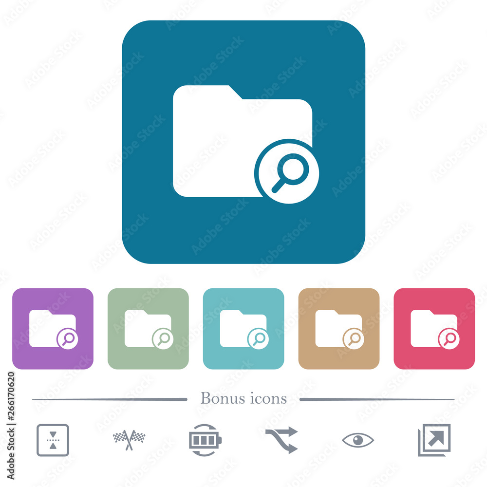 Poster find directory flat icons on color rounded square backgrounds
