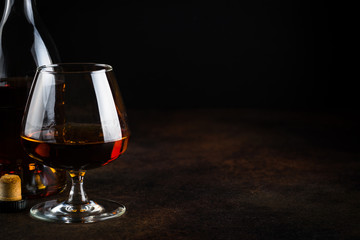 Cognac or brandy in the glass.