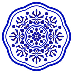 blue and white round design