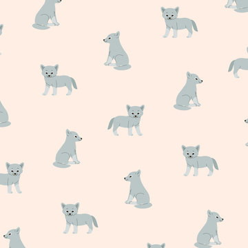 Cartoon wolf - simple trendy pattern with wolf. Flat vector illustration for prints, clothing, packaging and postcards. 