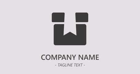 Obraz premium Logotype of pubg crate box icon design. Home symbol illustration search. Brand mark company clear logo design with copy space for text. Refer template website icon simple sign. Trends icon design.