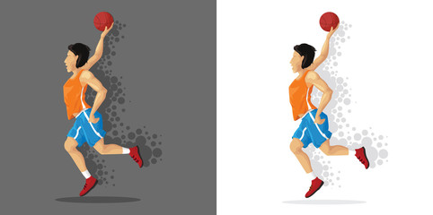 Fototapeta na wymiar Basketball player Illustration with ball - Sports concept