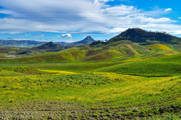 Fototapeta premium Beautiful Sicilian Landscape, Mazzarino, Caltanissetta, Italy, Europe