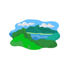 Vector design of mountain and lake symbol. Set of mountain and forest stock vector illustration.