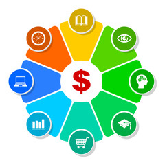 Infographic vector template for presentation, chart, diagram, graph, business and education concept with 8 options
