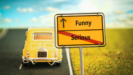 Fototapeta premium Street Sign Funny versus Serious