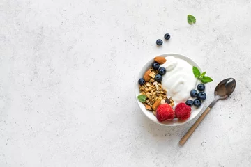 Fotobehang Granola with yogurt and berries © mizina