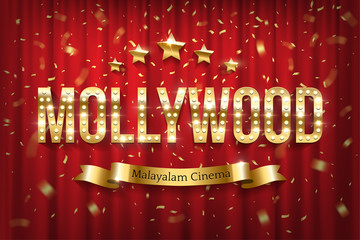 Mollywood indian cinema vector banner with text