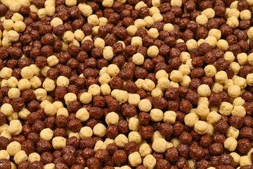 Chocolate corn flakes  as a background.