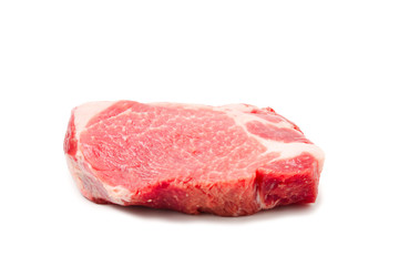 Raw pork isolated on white background.