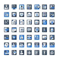 Healthcare concept, medical icon set, medicine symbol collection, health check up, vector flat design