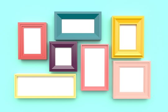 Frames for pictures or photos on wall. 3d rendering