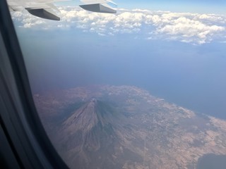 Flying over a vulcano