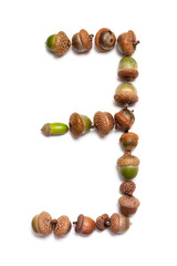 Autumn numbers. Figure 3 is laid out of acorns