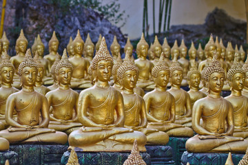 Vientiane Province: 02 May 2019, Buddha statue in Wat Sinxayyaram, the Buddhism garden, Laos