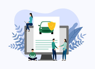 Car protection, business concept vector illustration