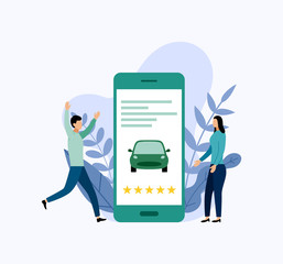 Car sharing service, mobile city transportation, business concept vector illustration