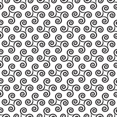 Seamless pattern with swirls, black and white vector background
