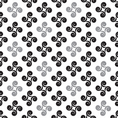Seamless pattern with swirls, black and white vector background