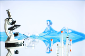 Seasonal vaccination. Medical equipment on a table.