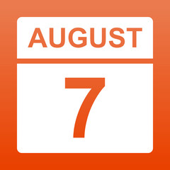 Fototapeta premium August 7. White calendar on a colored background. Day on the calendar. Seventh of august. Red background with gradient. Simple vector illustration.