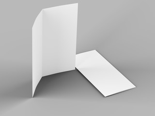 Open fold leaflet in DL format - mock up - 3d illustartion