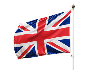 Flag of Great Britain isolated on white background. Clipping path included. 3D illustration.