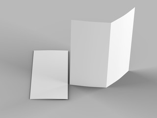 Open fold leaflet in DL format - mock up - 3d illustartion