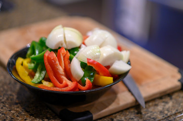 Vegetable plate in a cutting table