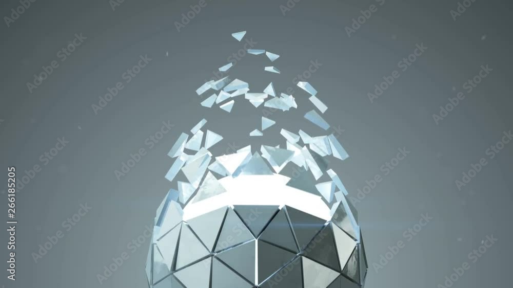 Aufkleber sci-fi polygonal white ball spinning. abstract futuristic sci-fi or space technology concept. seamle