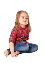 Cute baby girl on white background