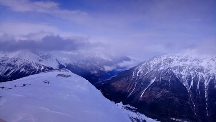 Fototapeta na wymiar Beautiful mountains, snow, winter, sky, nature