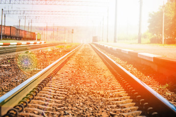 beautiful stylish and reliable railway with a train on the nature