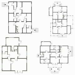 Architectural blueprint in top view background. Vector technical project background illustration