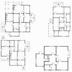 Architectural blueprint in top view background. Vector technical project background illustration