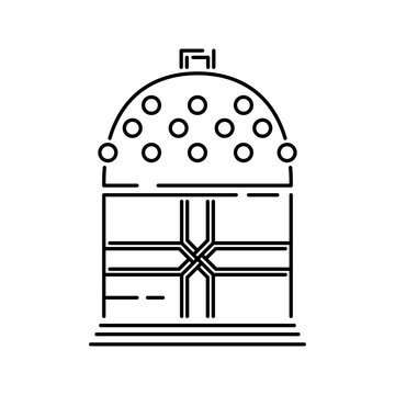 Japan shinto ceremony bell vector illustration simplified travel icon. Ritual tocsin. Buddha shrine. Chinese, asian landscape traditional symbol. Line sketch. Realistic element design, fabric print.
