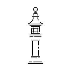 Japan landmark - temple, shrine, castle, pagoda, gate vector illustration simplified travel icon. Chinese, asian landscape traditional lantern. Line sketch. Realistic element for design, fabric print.