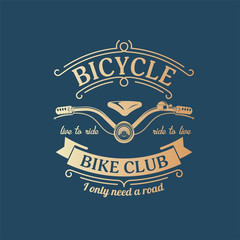 vector illustration retro bicycle romantic emblem for design and advertising