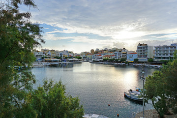 Agios Nikolaos and Voulismeni lake in Crete island, Greece