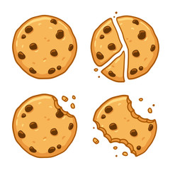 Chocolate chip cookie set - obrazy, fototapety, plakaty