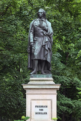 Schiller monument at Maximiliansplatz square in Munich, Germany. The monument was unveiled in 1863.