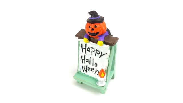 Halloween pumpkin toy on White background