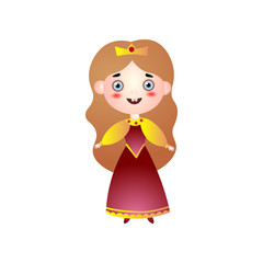 Cute smiling girl in queen costume, royal dress
