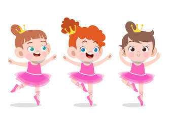 kids ballerina vector illustration isolated