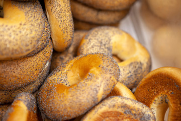 Stacked Freshly Baked Bread Bagels