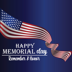 Memorial Day - Remember and honor with USA flag, Vector illustration. - Vector